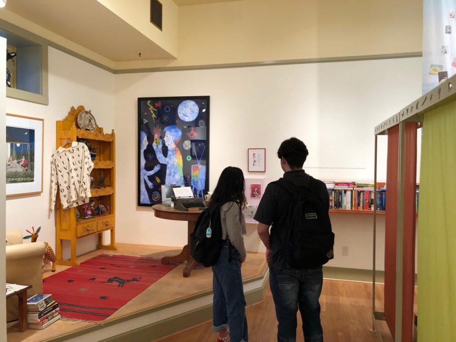 Students are placed inside the life of Gary Soto while visiting his museum at Fresno City College on Tuesday, Oct. 2018.