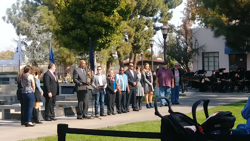 Local veterans presenting award to Mary Alfieriss family at a Veterans Memorial on Friday, Nov. 2, 2018.
