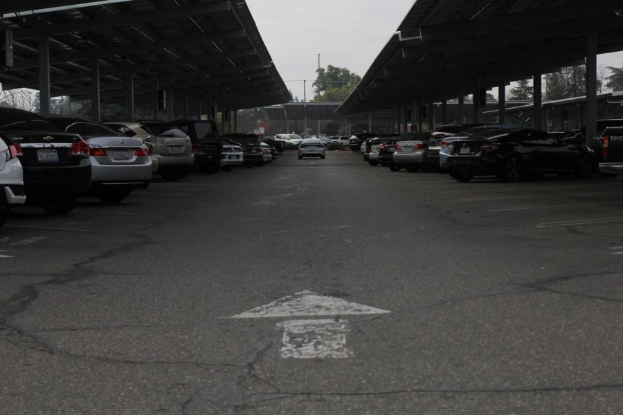 Drivers search for available parking at the FCC parking lot on Jan. 30, 2019