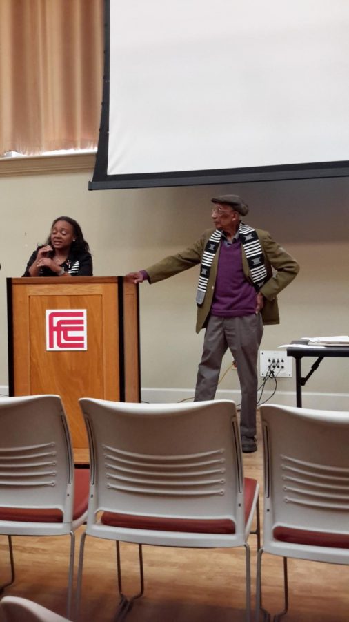 President of the African American Faculty and Staff Association, Monique Kelley and Dr. Fitzalbert Marius at the Opening Ceremonies for Black History Month, Friday, Feb. 1, 2019.