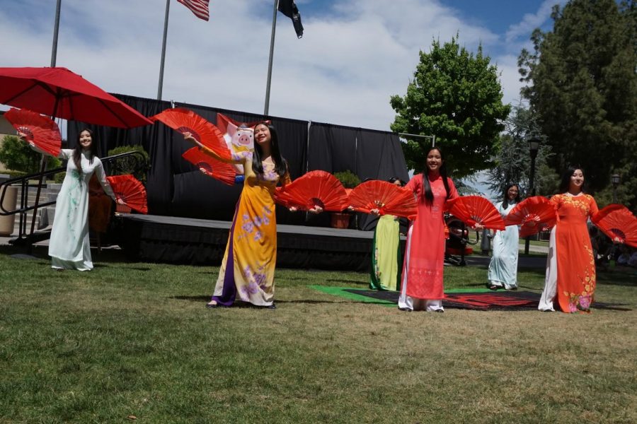 Bullard High School students perform a dance for the Asian Festival at the public speaking area on April 27, 2018. 