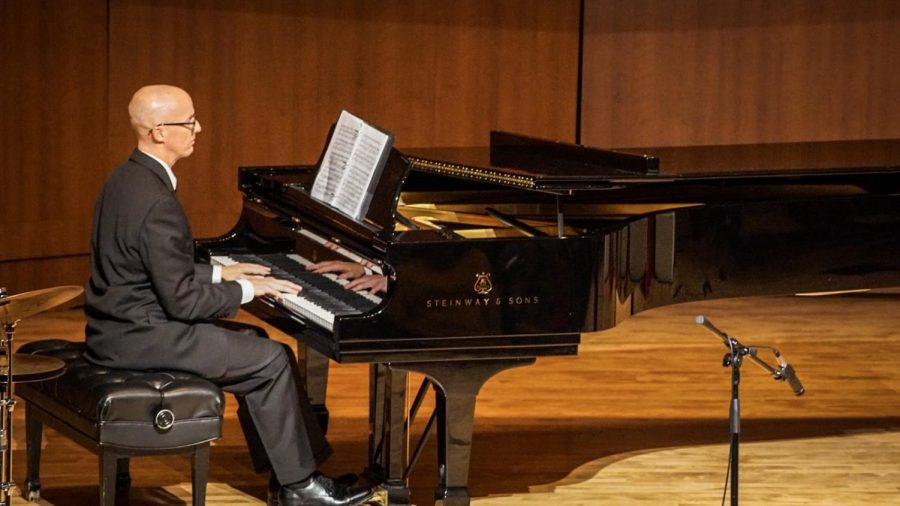 Piano Accompanist Aarne Kela plays a piece at the FCC Music Faculty Concert on Saturday, Sept. 21. 