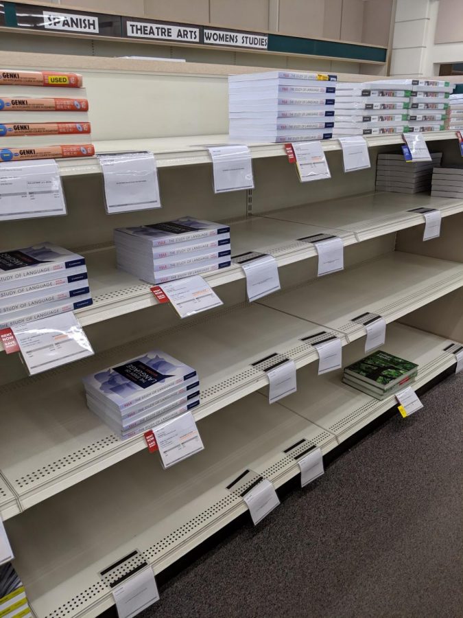 Students dealt with empty shelves well into the semester, Sept. 24, 2019.