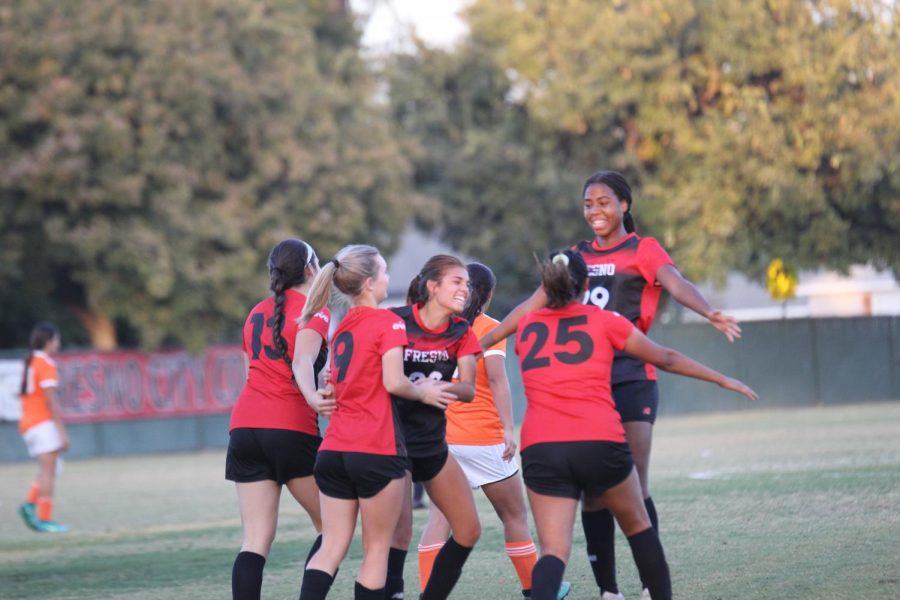The+Rams+celebrate+a+goal+during+their+4-2+win+over+conference+rival+Reedley+College+during+their+match+on+Tuesday%2C+Nov.+5%2C+2019