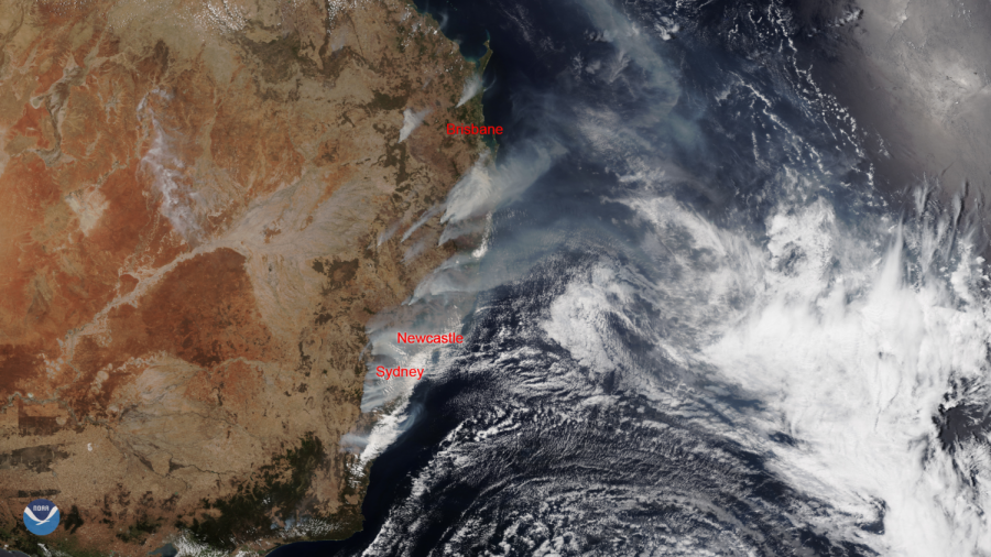 An+image+captured+by+the+NOAA-20+satellite+displays+the+spread+of+Australian+wildfires+in+December%2C+2019.+The+wildfires+have+burned+over+17.5+million+acres%2C+killing+28+people+and+destroying+approximately+1%2C500+homes+as+of+Jan.+29%2C+2020.