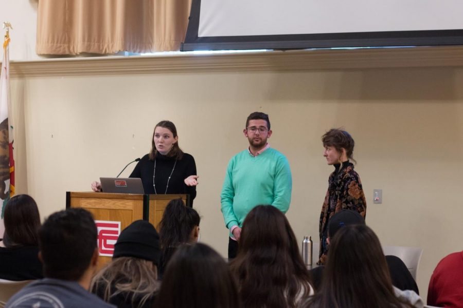 Alumni from the Arava Institute talk about their studies of environment cooperation in the Middle East, Monday, Feb 3 Sarah Braverman, manager at the institute, led the discussion, which focused o the institutes main focus of environmental and soci-political issues in the region