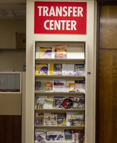 Information pamphlets and flyers sit at the Transfer Center on Tuesday, Feb. 11. The Transfer Center is located in the Student Services Building in ST-200