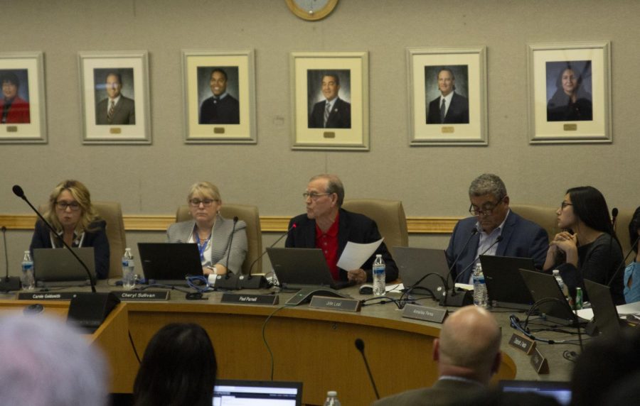 SCCCD Chancellor Paul Parnell addresses the board at an emergency meeting regarding the COVID-19 virus on Friday, March 13.