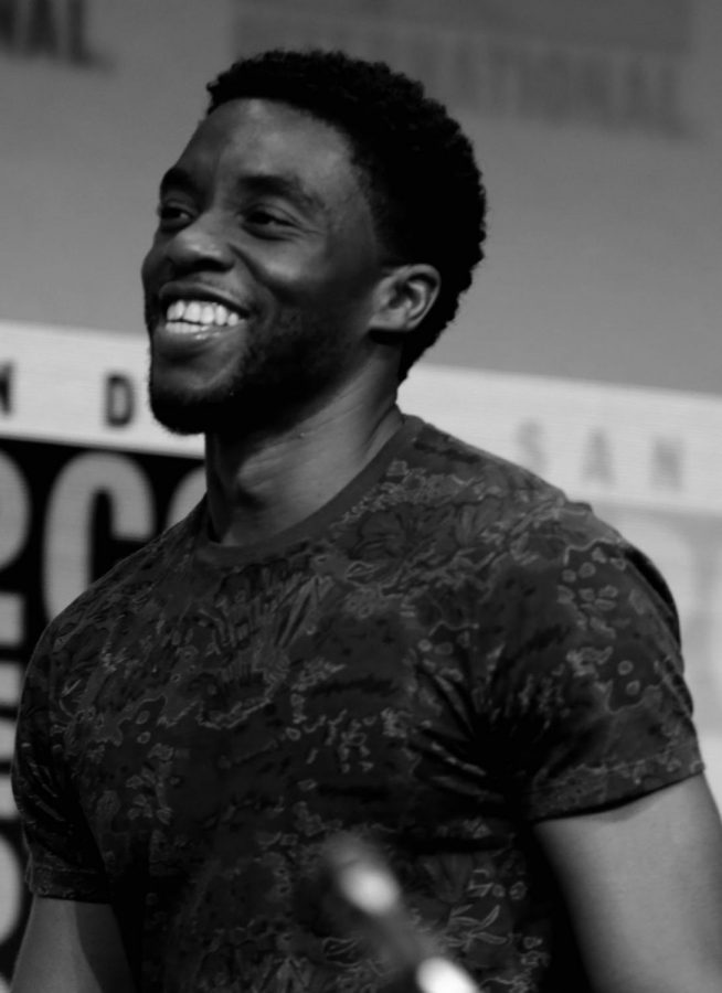 Chadwick Boseman speaking at the 2017 San Diego Comic Con International - Photo by Gage Skidore