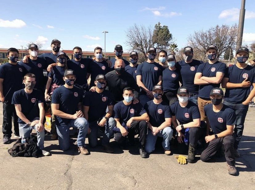 Fresno City Colleges Fire Academy poses for a photo while volunteering in town. Photo courtesy: City of Fresnos Instagram page. 