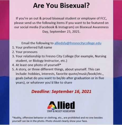 Flyer detailing the Bisexual Awareness Day social media project. Photo courtesy: Allied Staff and Faculty Associations Instagram page