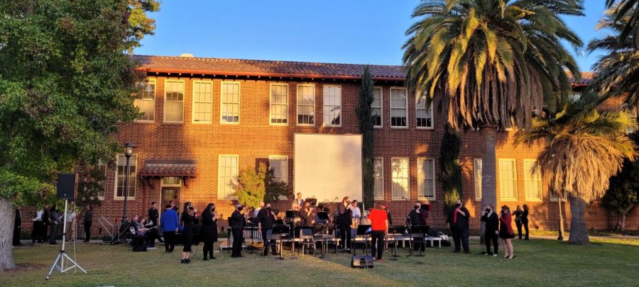 Fresno City College performing arts students preparing for their Jazz Night performance.
