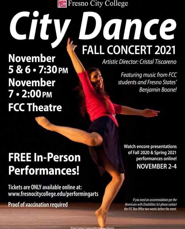 Flyer detailing the fall 2021 City Dance Concert. Image / FCCcitydance Instagram page 