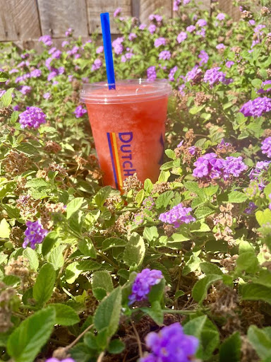 Dutch Bros Blackberry and pomegranate red bull, also known as double blended  “midnight.”
