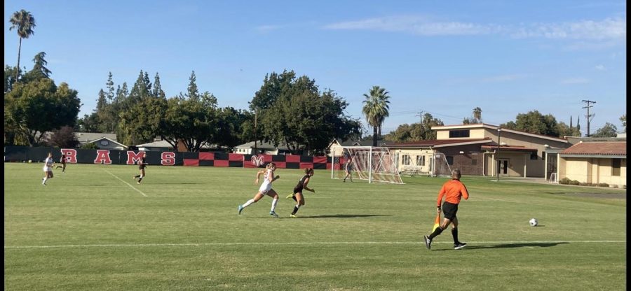 The FCC player in black is defender #4 Breauna Melo and the SBCC player is forward #23 Aly Springer.
