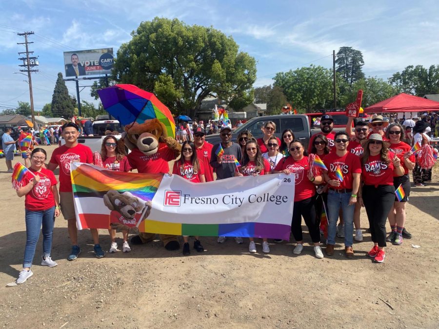 The Fresno City College Rams attend the Fresno Rainbow Pride Parade on June 4, 2022 to show their support to the LGBTQ community. Photo provided by Nickolas Lucio. 
