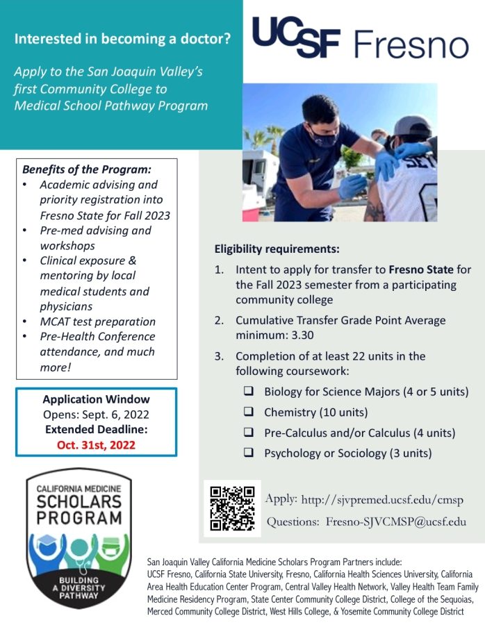 UCSF Fresno flyer for students who are interested in becoming a physician. 