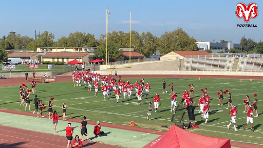 Fresno City Rams running out the tunnel getting ready for their matchup. 