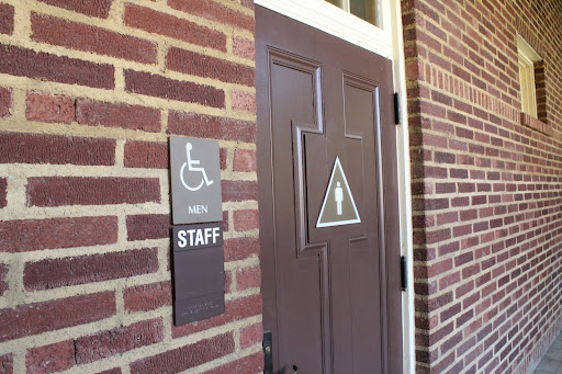 Mens staff multi stall restroom in the Old Administration Building (OAB)