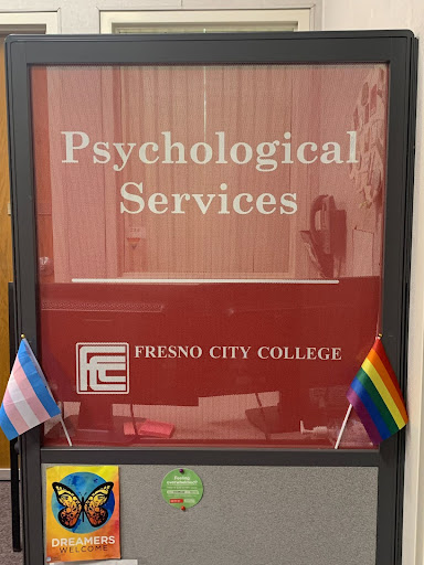 Desk inside the Psychological Services room.