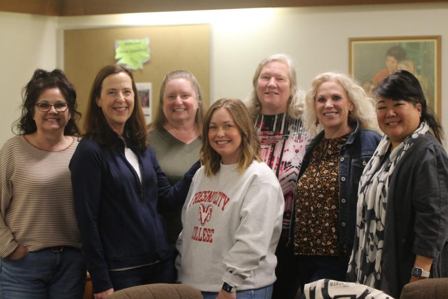 From left: Nancy Gutierrez-Sauceda, Michelle Patton, Melinda Vinicor, Amanda Mason, Linda DeKruif, Teresa Patterson, & Gena Gong. Photo taken on Jan. 27 after the Women’s Campus Connection (WCC) meeting at Fresno City College. 