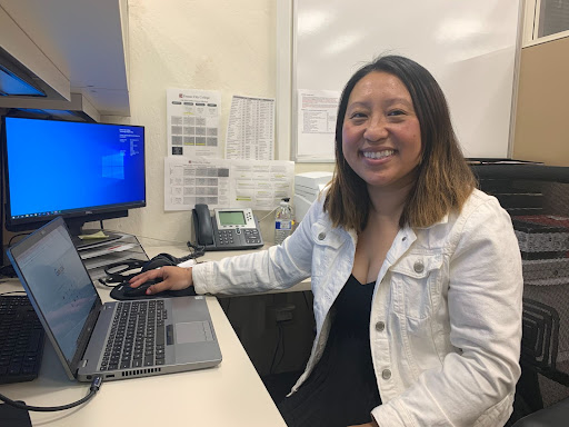 FCC CCAMPIS, Health and Stem Pathway Counselor Ia Ka Xiong at her desk in the Student Services Counseling Center. 