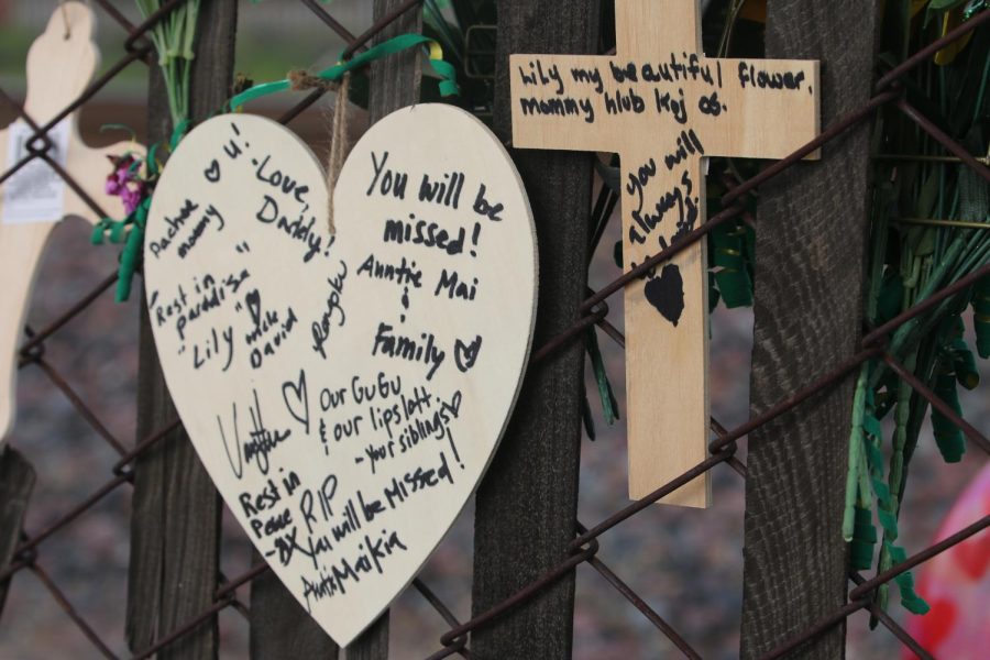 A  memorial setup for Lily Pachee Xiong near Fresno City Colleges Campus Parking Lot F. Photo taken on March 20.