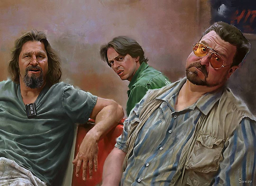  In this photo, we see Jeff “The Dude” Lebowski (Jeff Bridges), Walter Sobchak (John Goodman), and Thedore Donald “Donny” Kerabatsos (Steve Buscemi) are in the bowling alley.  Photo provided by Flickr.com