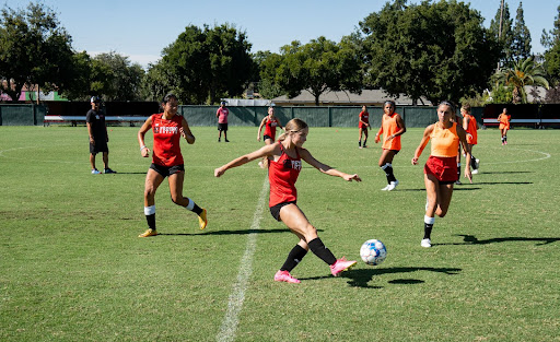 Womens Soccer practice at near Ratcliffe Stadium on the soccer field on Aug. 14, 2023.