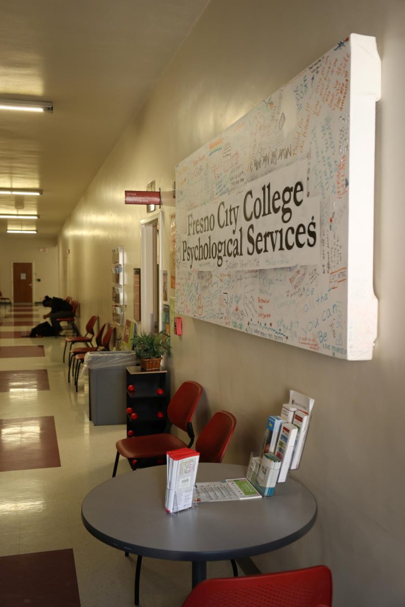 Psychology services can be located next to the canvas with positive messages, outside of room SC-216, which also has pamphlets with additional resources on Sept. 13.