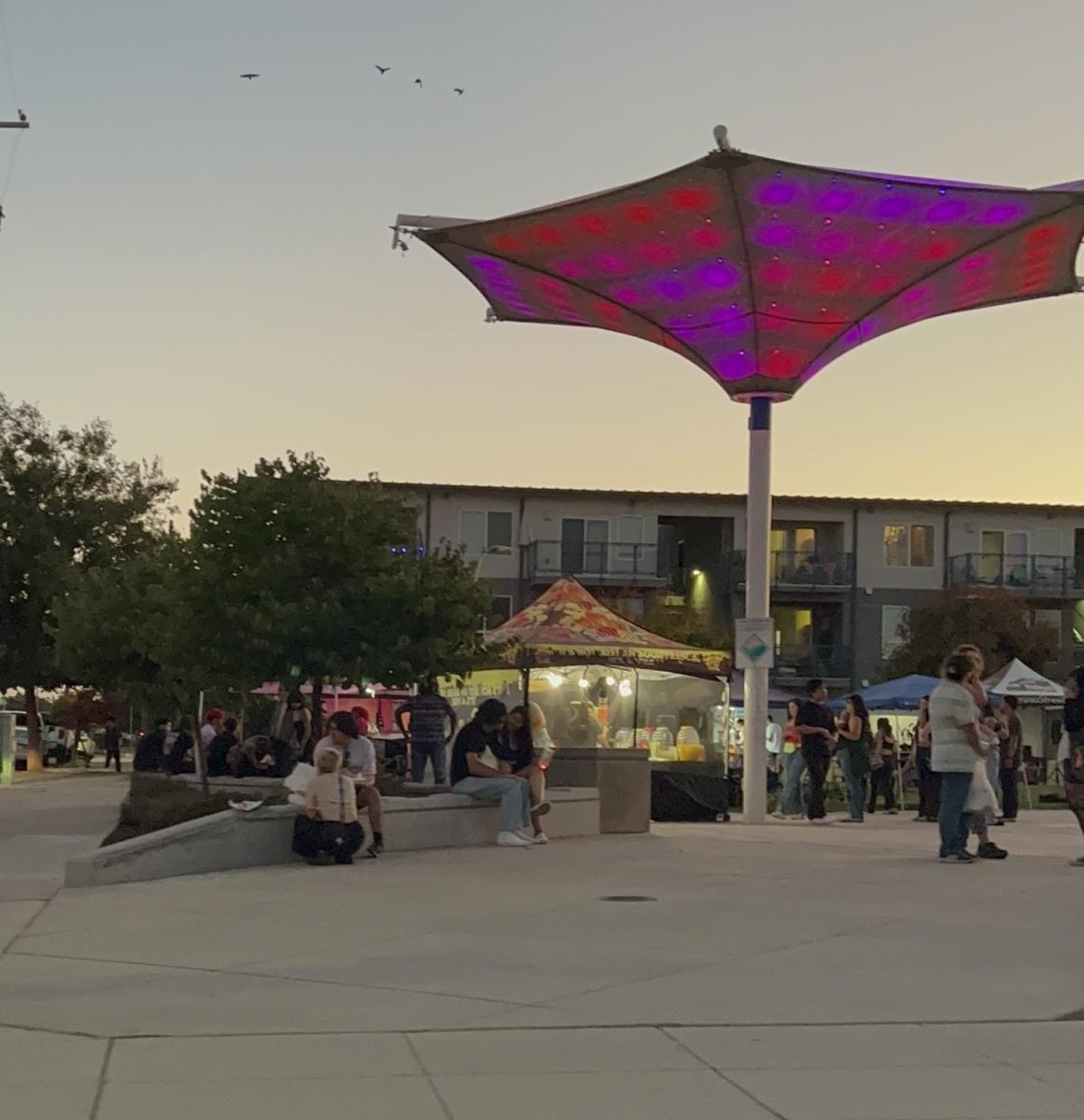 Community members browse booths at ArtHop on Sept. 7 in the Culture and Arts District in Downtown Fresno.