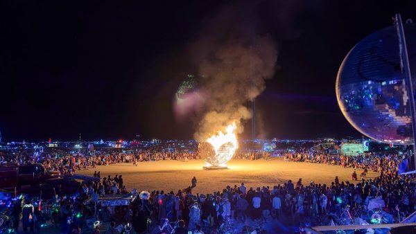 One of the 13 public art that was burned this year out of 440 art installations made in Burning Man on Aug. 31.