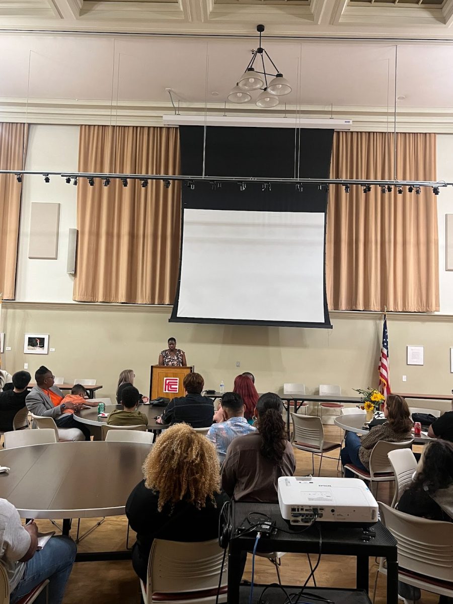 Dr. Apryl Lewis reading from her book “Black Feminism and Traumatic Legacies in Contemporary African American Literature” at her book launch on Oct. 17, 2023 at 7 p.m. at Fresno City College’s OAB 251.