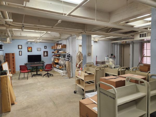 The basement of the Fresno City College library, previous location of the clothes closet on campus, Nov. 13, 2023.