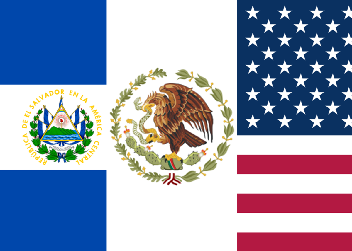 The Flag of El salvador, Mexico and United States combined to represent my culture.
