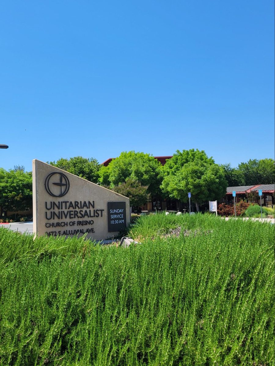 Outside of the Unitarian Universalist Church of Fresno on May
10, 2025. In February 2025, the church had talks of becoming a
sanctuary church.