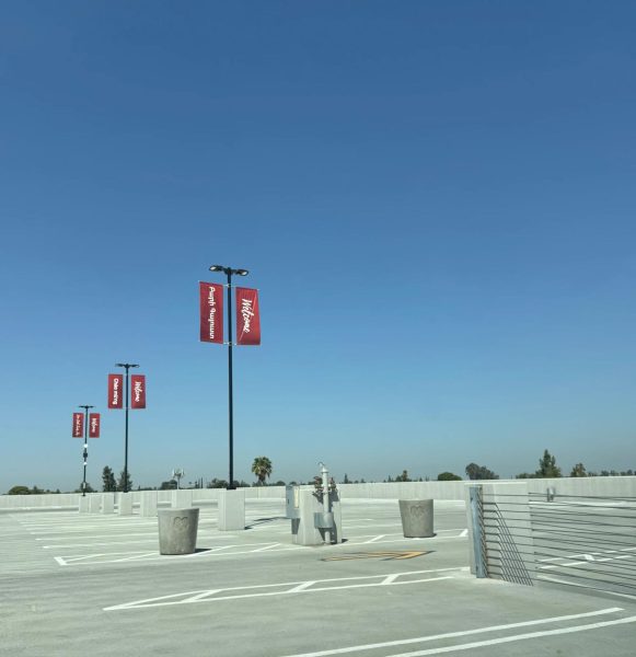 A view from the empty top floor of the FCC parking structure on the morning of Aug. 27. 