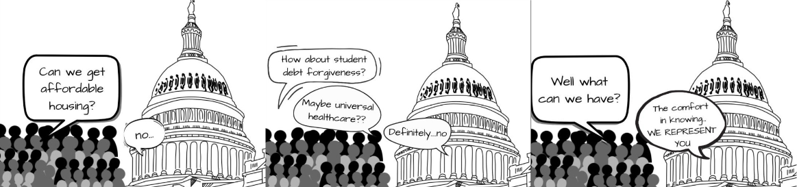 Originally created for the Rampage newspaper and featured on Pages 6 and 7 of the edition published on May 8, 2024. Cartoon by Devin Taing and Carolyn Bailey.