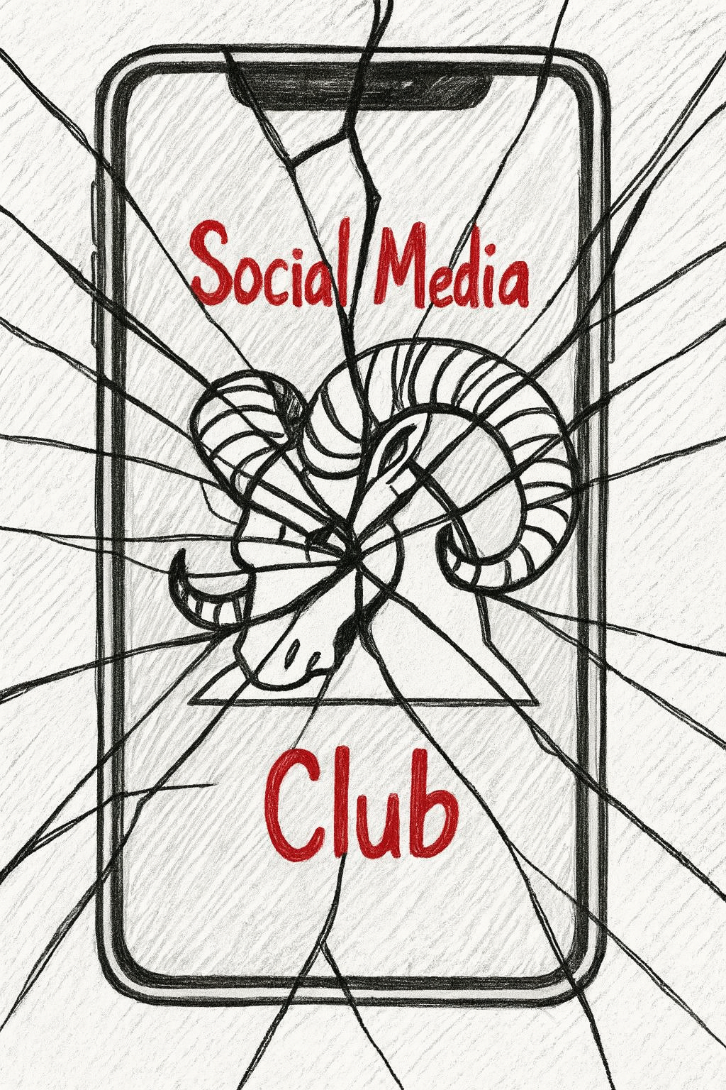 Graphic of shattering over the Social Media Club's Logo symbolizing the club not continuing for the fall 2025 semester.