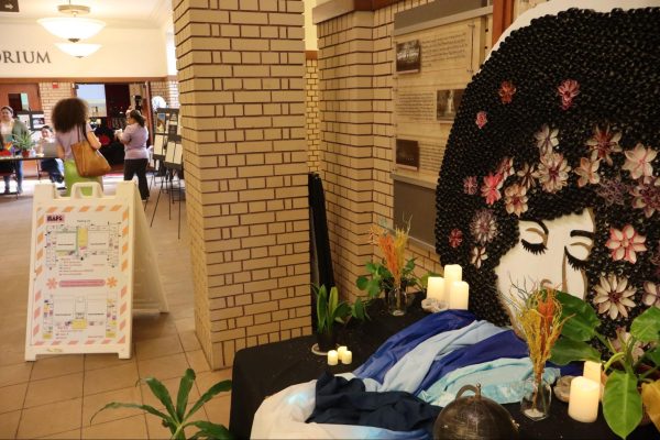 Vishinna Turner's art piece is displayed in the Old Administration Building outside of the Business Office on Aug. 23, 2025.
