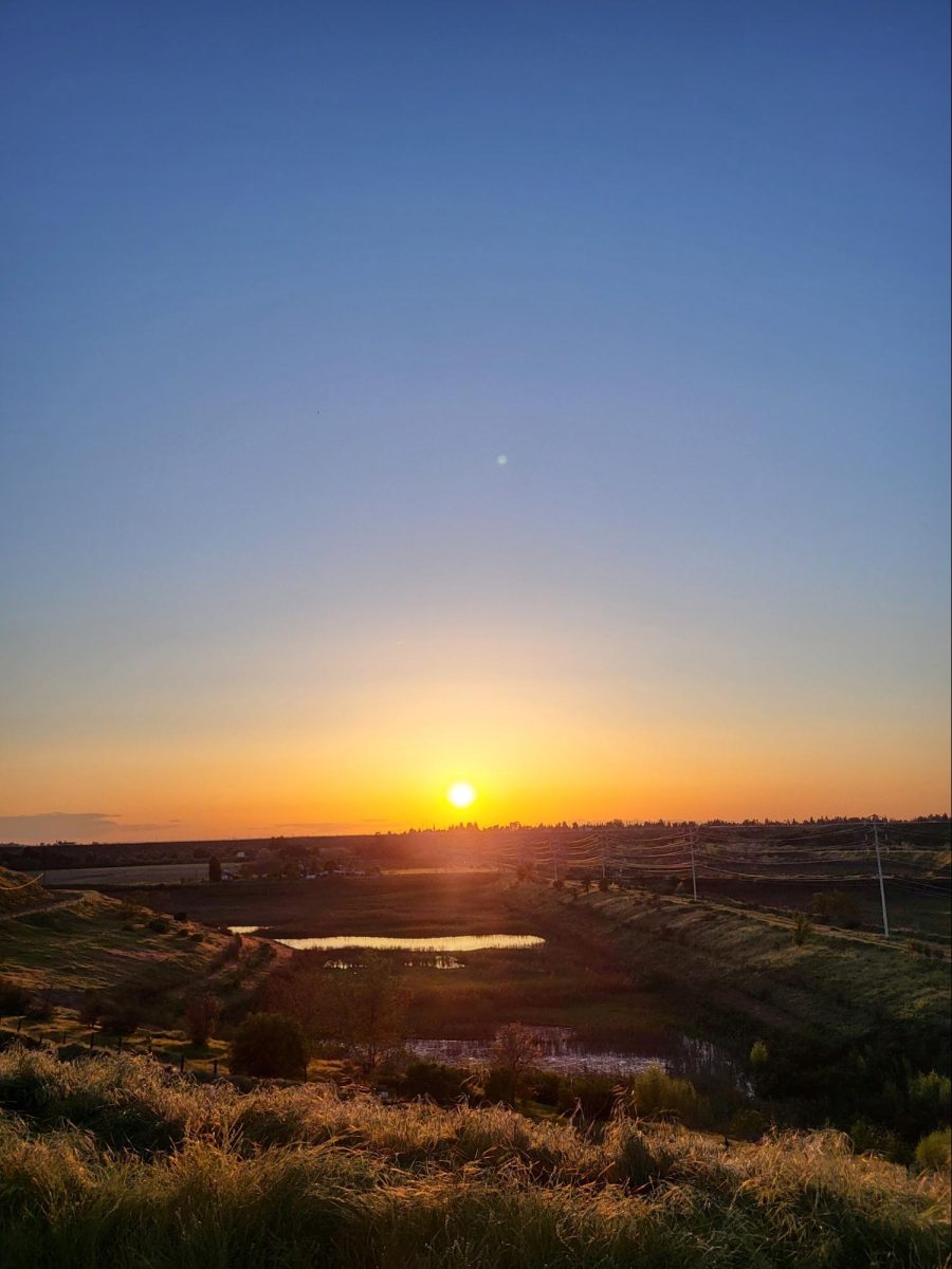 A sunset setting over Woodward Park on May 15