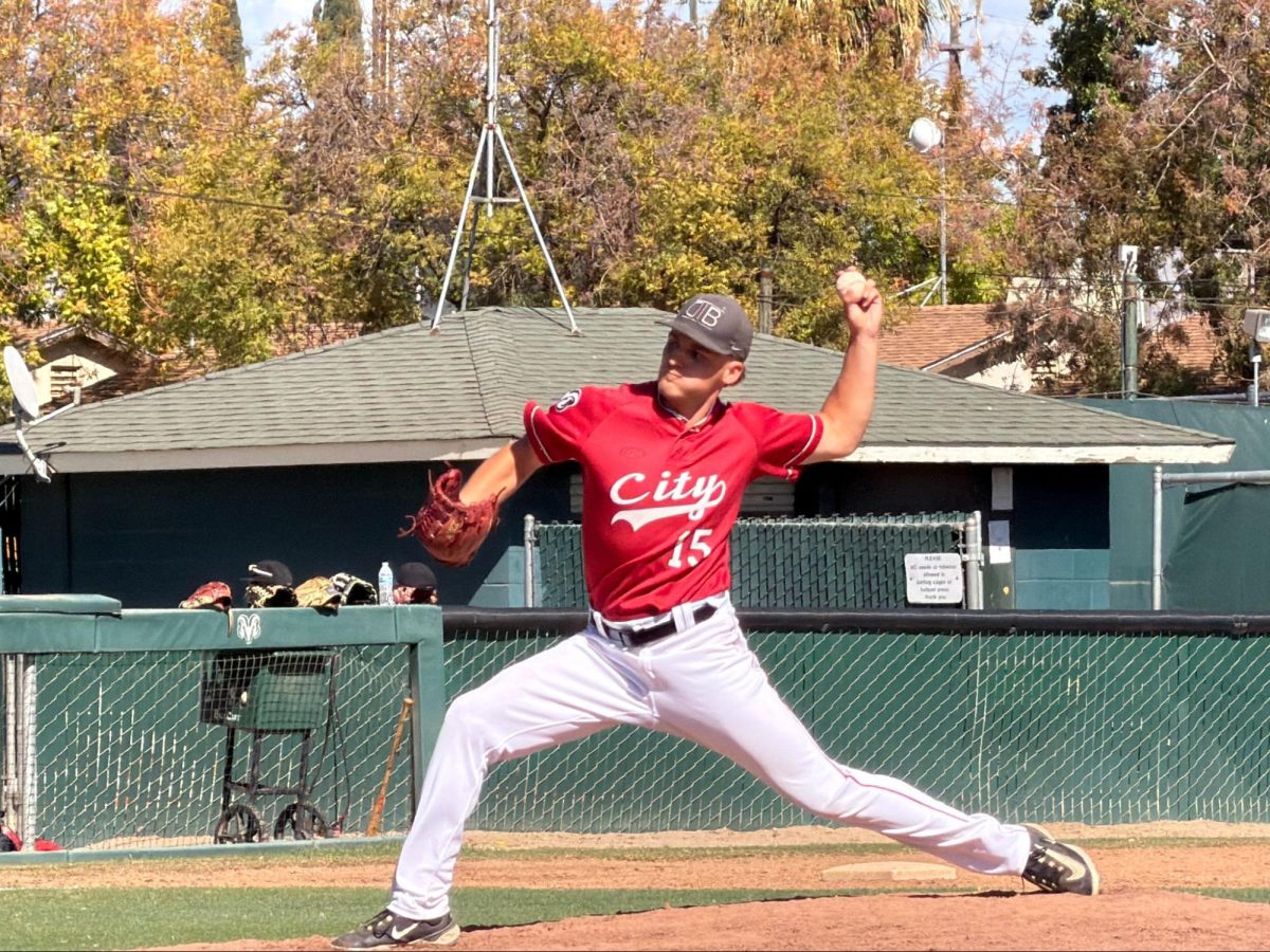 Former FCC Alumni Baseball Player Throws Pitches against Current Rams Player On Oct. 11 at FCC Baseball Field 