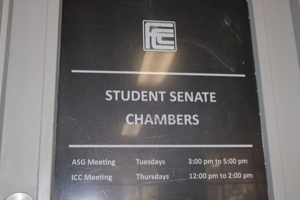 Photo of the door of the student senate chambers, located inside of the student lounge at Fresno City College. Where ASG holds their weekly meetings, on March 11. Photo by Jimmy Johnson
