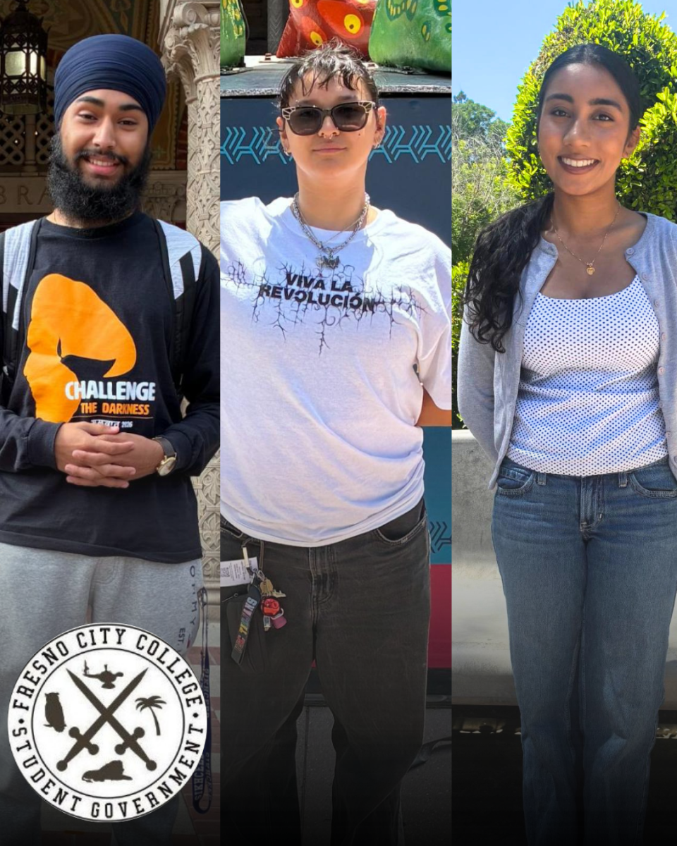 A collage of student candidates running for positions in the Associated Student Government. (Left to right) Diljot Singh Rai, Love Quezada and Jasleen Ganger. 
