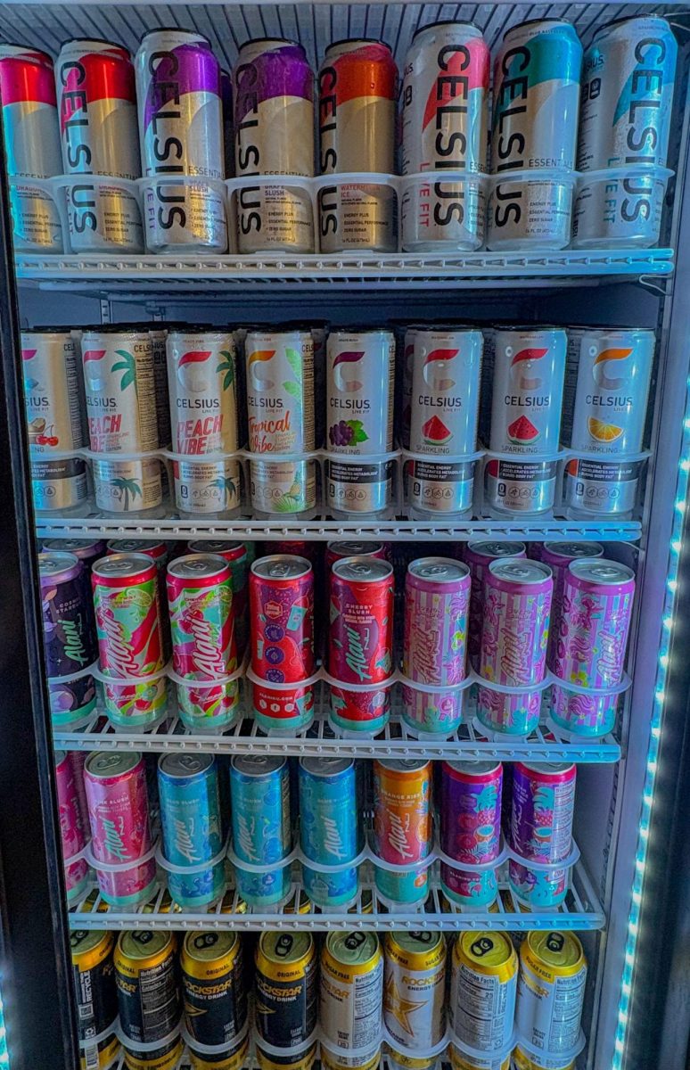 Photo of caffeine drinks inside the bookstore at Fresno City College on May 8.