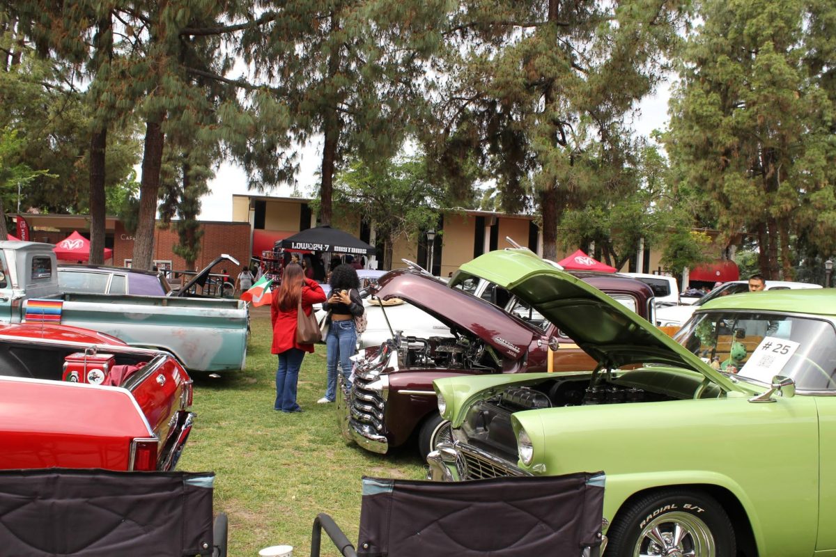 Cars lined up at Veterans Square for the Cinco De Mayo celebration on May 5 at Fresno City College.