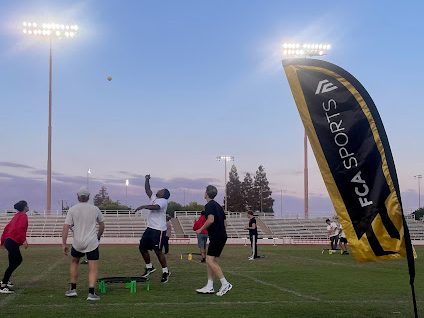 A picture of students during the Spikeball tournament at Ratcliffe Stadium, on April 27.